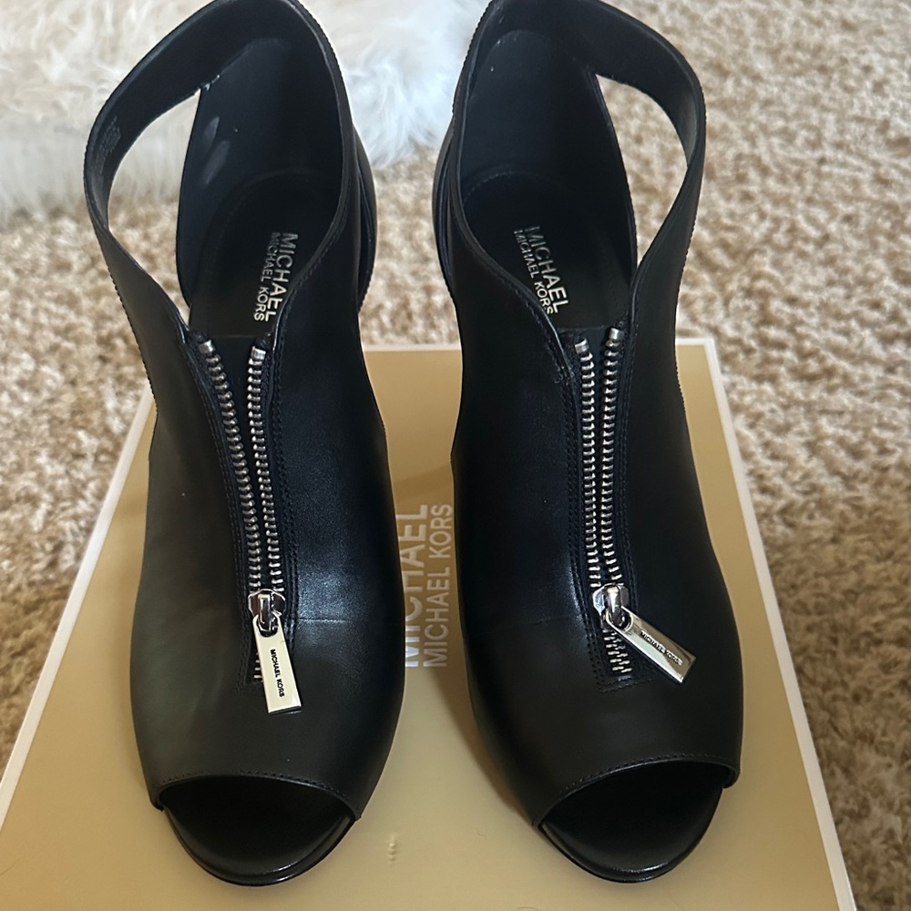 Michael Kors Black Peep-Toe Heels